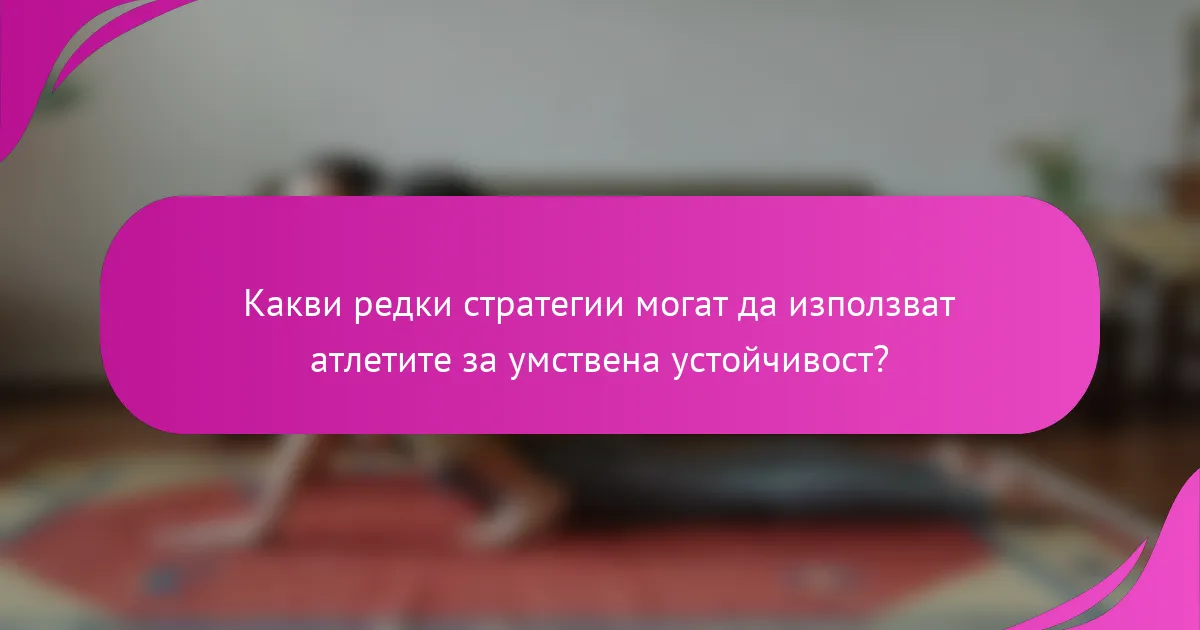 Какви редки стратегии могат да използват атлетите за умствена устойчивост?