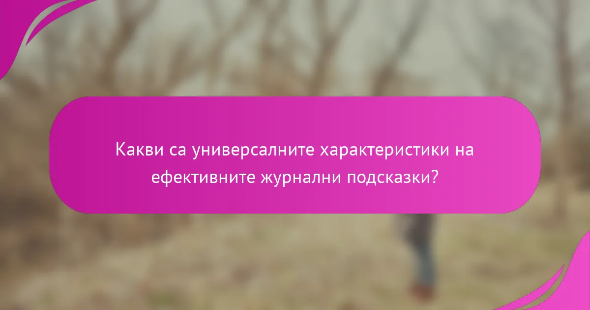 Какви са универсалните характеристики на ефективните журнални подсказки?