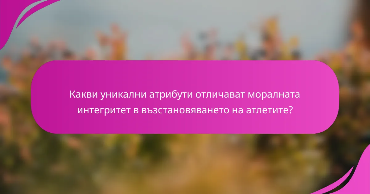 Какви уникални атрибути отличават моралната интегритет в възстановяването на атлетите?