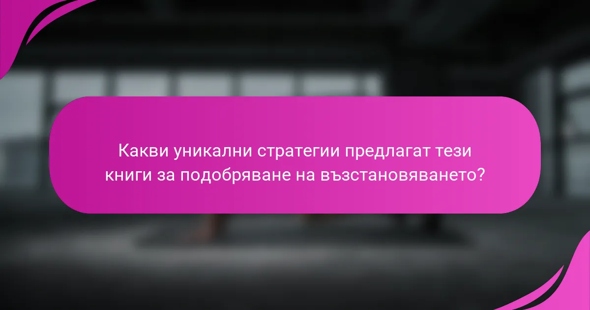 Какви уникални стратегии предлагат тези книги за подобряване на възстановяването?